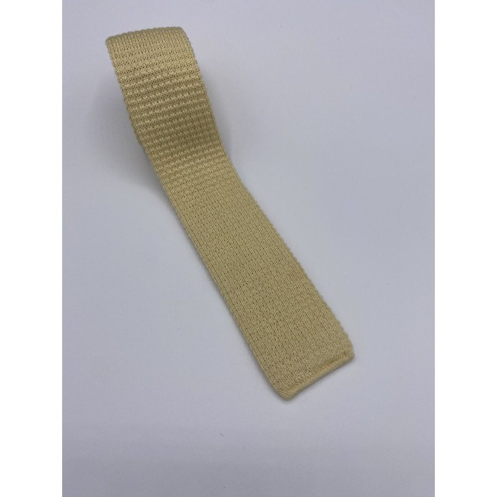 Vintage Resilio Knit Tie Cotton/Wool Blend Yellow Flat Tip